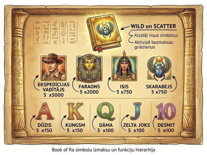 Book of Ra simboli un funkcijas